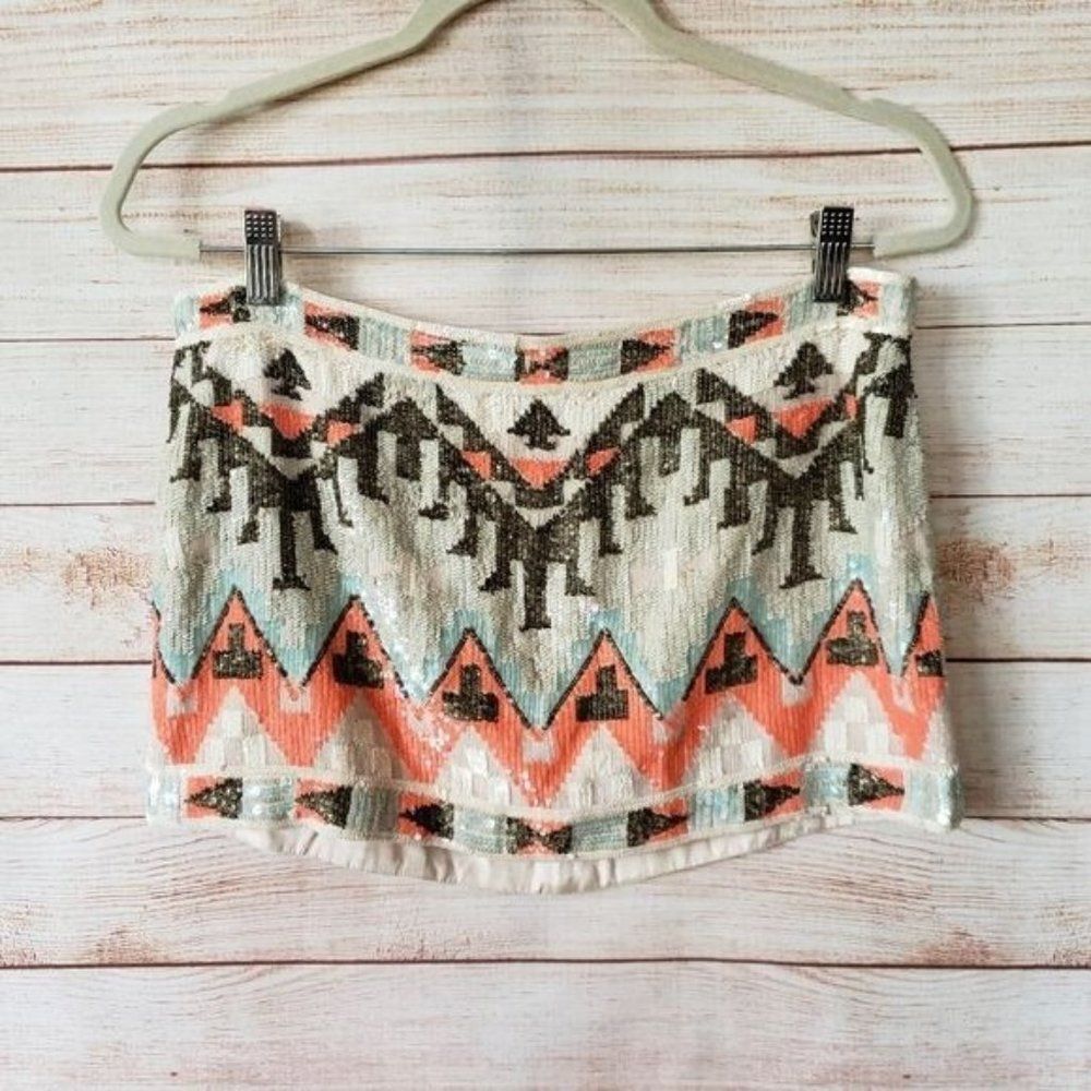 RARE! All Saints Spitalfields Aztec Sequin Mini Skirt
